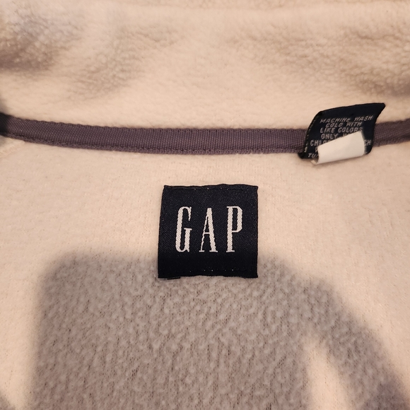 GAP Fleece Sweater Pull Over Quarter Zip, Cream/Navy, Size Large Mens Y2K - Picture 4 of 16